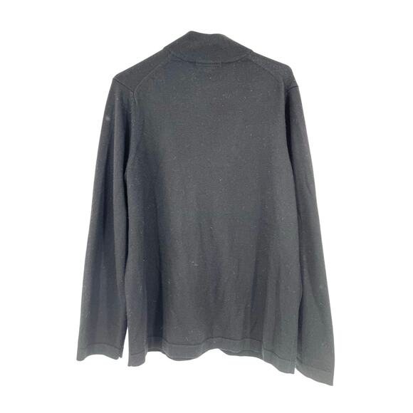 Merona Men's M 100% Merino Wool Black Knit Mock Neck Zip Cardigan - Picture 3 of 6